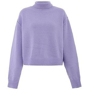 Aleva Dames smalle gebreide trui met hoge hals acryl zachte lavendel maat XL/XXL, Zachte lavendel, XL