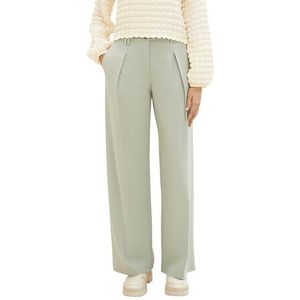 Tom Tailor - Bandplooibroek Lea Wide Leg - Desert green - Met Wijde Pijpen
