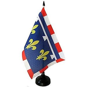 Centre Table Vlag 14x21 cm - Franse regio van Centre Desk Vlag 21 x 14 cm - Zwarte plastic stok en voet - AZ FLAG