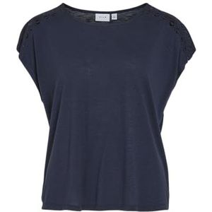 Vinoel O-hals S/L Lace Top, navy blazer, M