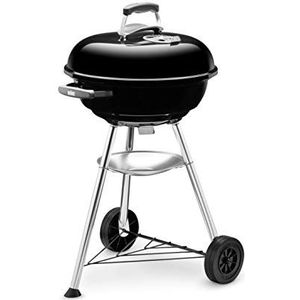Weber Compact Kettle Houtskoolbarbecue 47 centimeter | Barbecue Met Deksel | Standaard En Wielen| Vrijstaande Outdoor Oven, Smoker & Kookplaat - Zwart (1221004)