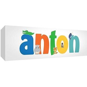 Little Helper ANTON3084-15DE canvasdruk gepersonaliseerd, nieuw en gespannen op spieraam, klaar om op te hangen, 30 x 84 x 4 cm, groot