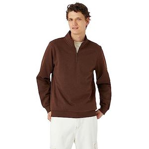 Koton Sweatshirt met lange mouwen voor heren, halve rits, hoge hals, 532 (bruin), XL