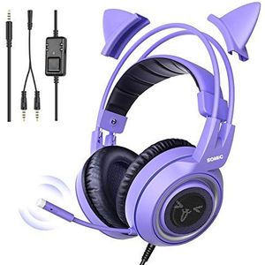 Somic - G951S - Gaming Headset - Violet - Afneembare Cat Ear - Met Microfoon