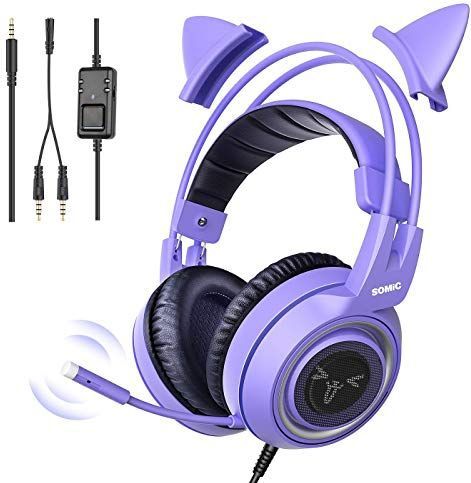 Somic - G951S - Gaming Headset - Violet - Afneembare Cat Ear - Met Microfoon