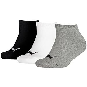 Puma Kids Invisible Sneaker Sokken (3 Paar Pack), Grijs/Wit/Zwart, 18.5-22 EU