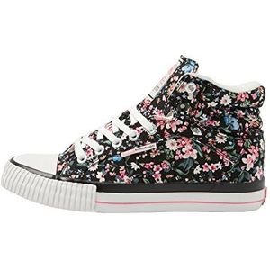 British Knights dames dee sneakers, Zwarte zwarte roze bloem., 42 EU