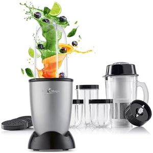 GOURMETmaxx Mr. Magic Blender | Smoothie Maker met XXL accessoirepakket | 18-delige blender | Blender met lekvrije deksels | Keukenmachine voor shakes, smoothies etc.