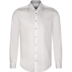 Seidensticker Zakelijk overhemd voor heren, shaped fit, strijkvrij, kent-kraag, lange mouwen, 100% katoen, wit, 42