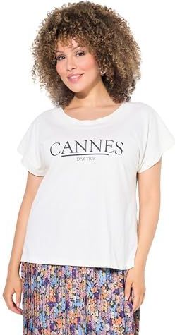 Ulla Popken - Shirt - Zwart - Jersey - Ronde Hals - Kwartmouw