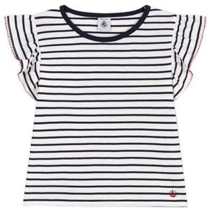 Petit Bateau T-shirt voor meisjes en meisjes, Wit/Blauw, 8 jaar