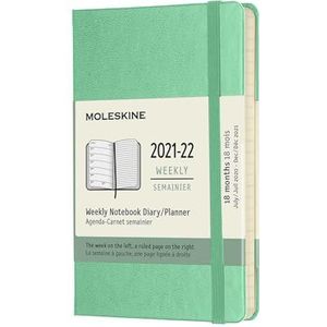 Moleskine 2021-2022 Weekly Planner, 18m, Pocket, Ice Green, Hard Cover (3.5 X 5.5),ijzig Groen