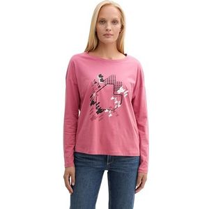 TOM TAILOR T-shirt met lange mouwen voor dames, 21181 - Wine Rose Pink, L