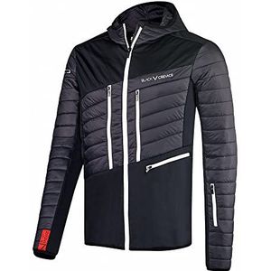 Black Crevice Ski-jack voor heren, hoogwaardige winterjas voor heren, van 100% nylon, 88% PES en 12% spandex, wind- en waterafstotende outdoorjas voor heren, ski-jack met bewegingsvrijheid, zwart, XL