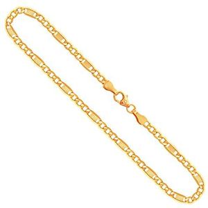 Ketting voor heren/dames van origineel Geel goud met breedte van 3.5 mm, gouden ketting Fantasie ketting 333 / 8 karaat, en met een Karabijnsluiting met lus, de lengte 34 cm, en weegt 2.7 g, Gemaakt in Duitsland