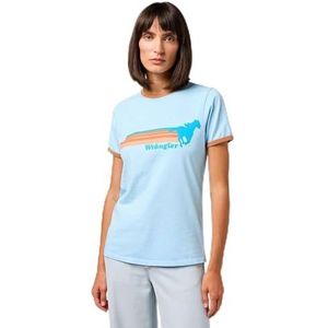 Wrangler Dames Ringer Tee T-shirt, Dream Blue., XL