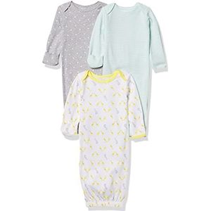 Simple Joys by Carter's Katoenen slaapjurk voor baby's, uniseks, 3 stuks, grijs/groen/geel, 0-3 maanden