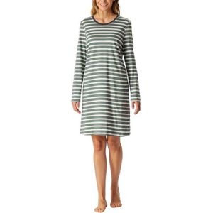 Schiesser - Casual Essentials - Nachthemd - Mineral - Met Lange Mouwen en Zijzakken
