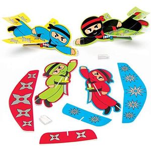 Baker Ross AC867 Ninja Zweefvliegtuigjes (8 stuks) Knutselspullen en Speelgoed voor Kinderen