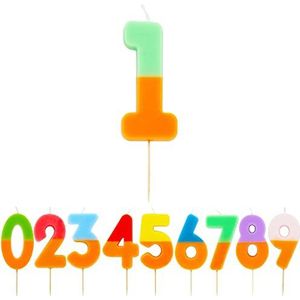 Talking Tables Oranje en groen nummer 1 kaars voor taarten, kleurrijke verjaardagstaart topper decoraties voor kinderen, 1e feest, 18e, 21e, jongens, meisjes, jubileum, mijlpaal