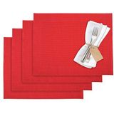Set van 4 placemats, 42 x 32 cm, synthetisch weefsel, rood, Saleen-collectie