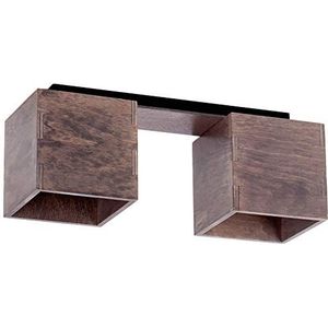 Homemania HOMAX_4809 plafondlamp Norma, taupe van hout, metaal, 36 x 12 x 14,5 cm