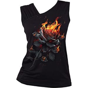 Spiral Flaming Rose Top zwart M 95% viscose, 5% elastaan Everyday Goth, Gothic, Rock wear