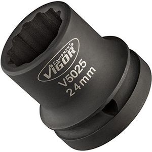 Vigor kracht-dopsleutel-inzetstuk, buiten-dubbel-zeskant profiel extra dunwandig, vierkantaandrijving 24 mm