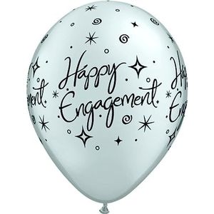 Qualatex 18063 Engagement Elegante Sparkles Ronde Latex Ballonnen, Zilver, 11-Inch