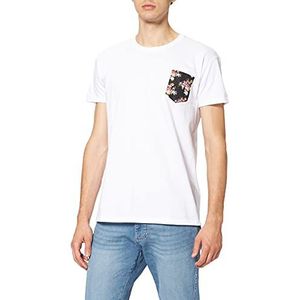 Frenchcool T-shirt voor heren, wit, met zak, bloem van het leven, voor heren