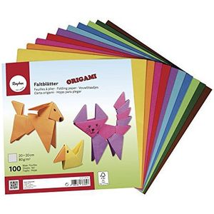 RAYHER 71830000 Origami vouwbladen, FSC Mix Credit, 20 x 20 cm, 80 g/m2, 100 vellen