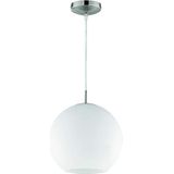 Reality Leuchten Hanglamp hanglamp in mat nikkel, glas opaal wit, 1x E27 maximaal 60 W zonder lamp, diameter 30 cm, maximaal 150 cm R30153007