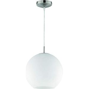 Reality Leuchten Hanglamp hanglamp in mat nikkel, glas opaal wit, 1x E27 maximaal 60 W zonder lamp, diameter 30 cm, maximaal 150 cm R30153007