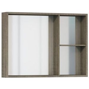 Baikal Badkamerkast, spiegelkast voor badkamer, wandkast, opbergruimte voor de badkamer, badkamermeubels, bijzetmeubels, gemonteerde kast, open hal, 80 cm, Nebraska