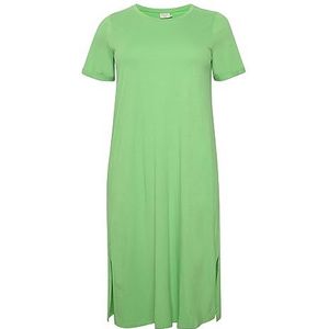 Kaffe Curve Plus-Size Maxi Dress T-shirt voor dames, korte mouwen, ronde hals, Poison Groen, L (Grote Maten)