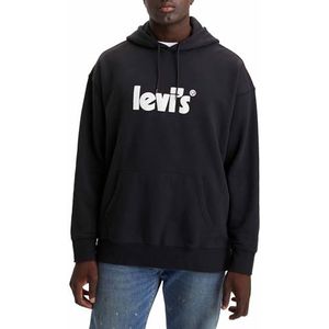 Levi's Heren Relaxed Graphic PO Hooded Sweatshirt, Big Poster Hoodie Caviar, 4XL
