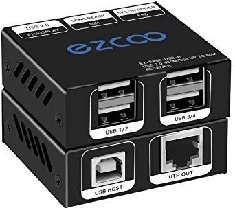 USB 2.0 Extender 4-poorts USB-extender via Cat5e Cat6 USB RJ45 LAN-uitbreiding 5 V laag stroomverbruik USB-extender Ethernet Werk Sync Windows MacOS Android Linux Geen stuurprogramma EX50USB