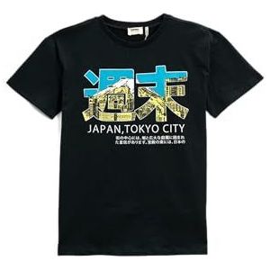 Koton Boy's Tokyo Gedrukt T-shirt met korte mouwen en ronde hals Katoen, Blau (720), 3-4 jaar