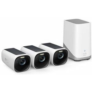 eufy Security eufyCam 3, 4k draadloze bewakingscamera met geïntegreerd zonnepaneel, bewakingscamera met uitbreidbare lokale opslag, nachtzicht in kleur, zonder maandelijkse kosten