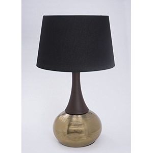 Urban Lifestyle Tafellamp/tafellamp Josefine met goud/bruine lampvoet en zwarte lampenkap
