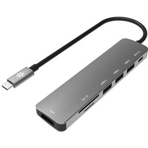 USB-hub met 3 USB-poorten, 1 USB-C-poort, 1 HDMI, 1 TF-kaartlezer en 1 SD-kaartlezer – eenvoudige verbinding en meerdere gebruiksmogelijkheden.