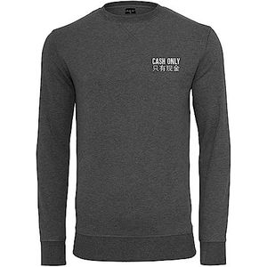 Mister Tee Heren sweatshirt Cash Only Crewneck Charcoal XS, antraciet, XS