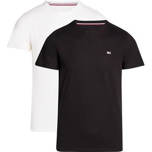 Tommy Jeans TJM XSLIM 2PACK Jersey TEE EXT S/S T-shirt, oud wit/zwart, S, Oud Wit/Zwart, S