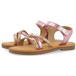 GIOSEPPO Eudora Zilveren leren sandalen met kristallen versiering en parels voor meisjes, Roze, 28 EU