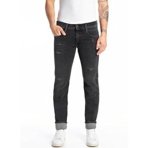 Replay Anbass Hyperflex Original Broken and Repaired collectie voor heren, slim fit jeans, 099 Black Delavè, 27W x 32L