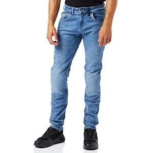 SHIMA DEVON motorjeans - geventileerde elastische slim fit motormotorbroek met FiberQL-versterkingen, knie- en heupbeschermers (blauw, 38)