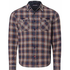 Timezone Heren flanellen shirt hemd, small Ochre Navy Check, 3XL