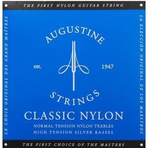 Augustine Blue Sets Klassieke Gitaarsnaren, Regular Tension/Bassnaren High Tension, 2-Stuks