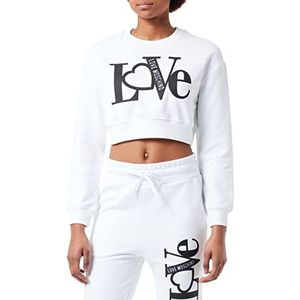Love Moschino Dames cropped fit ronde hals sweatshirt, wit (optical white), 46