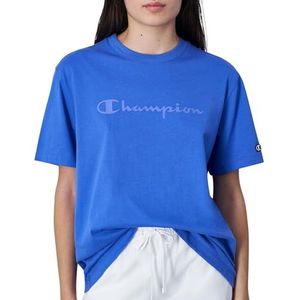 Champion Legacy Icons Tonal Logo W - Relaxed S/S Crewneck T-shirt, blauwe jeans, M dames SS24, Blauw Jeans, M